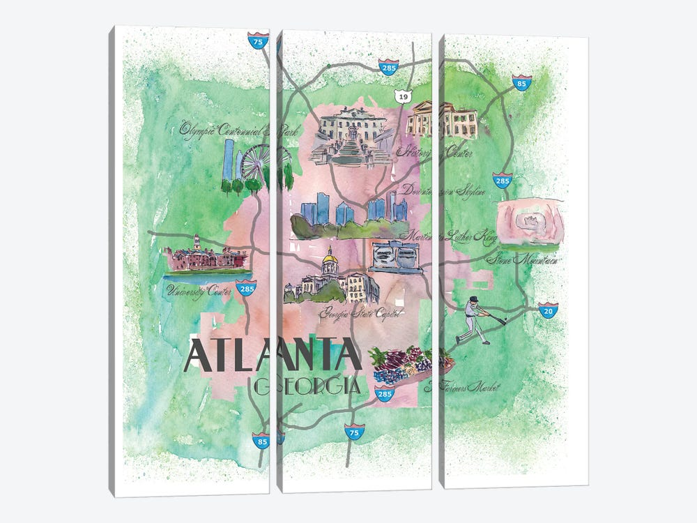 Atlanta, Georgia Travel Poster by Markus & Martina Bleichner 3-piece Art Print