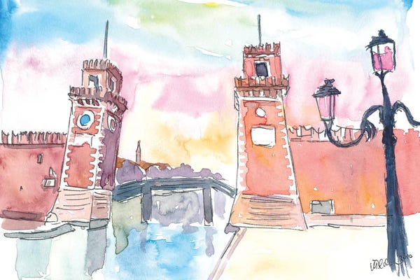 Gates: Venice Arsenal Gate At Warm Sunset by Markus & Martina Bleichner