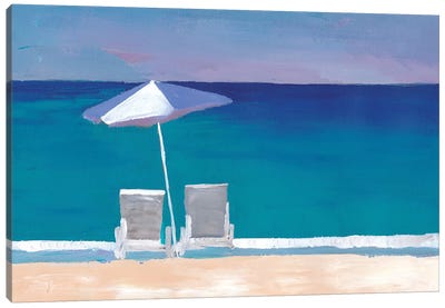 Beach Chair And Parasol On The Beach Canvas Art Print - Markus & Martina Bleichner
