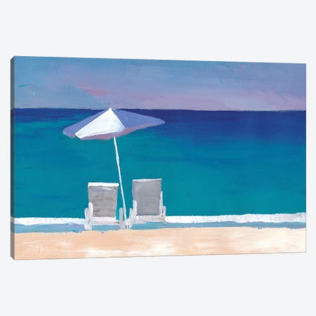 Beach Chair And Parasol On The Beach Canvas Print #MMB303} by Markus & Martina Bleichner Canvas Wall Art
