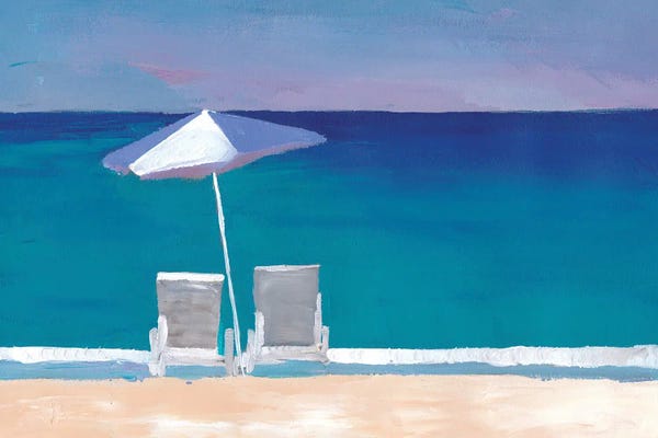 Markus & Martina Bleichner: Beach Chair And Parasol On The Beach by Markus & Martina Bleichner