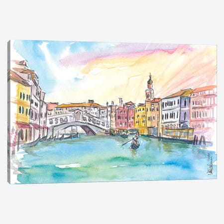Venice Rialto And Grand Canal At Sunset Canvas Print #MMB306} by Markus & Martina Bleichner Art Print