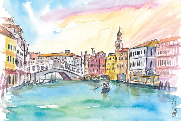 Veneto: Venice Rialto And Grand Canal At Sunset by Markus & Martina Bleichner