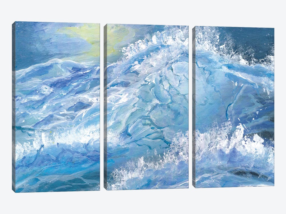 Giant Blue Waves In The Ocean With Sea Spray by Markus & Martina Bleichner 3-piece Canvas Art