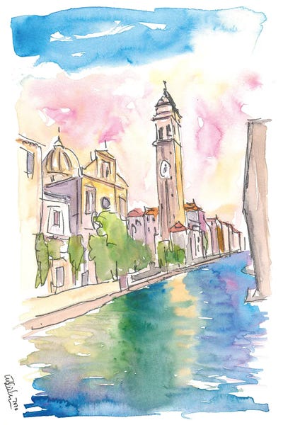 San Giorgio Dei Greci Leaning Campanile In Venice by Markus & Martina Bleichner canvas print