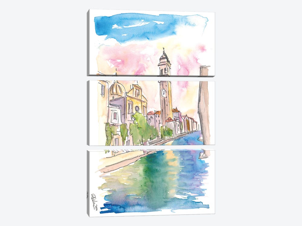 San Giorgio Dei Greci Leaning Campanile In Venice by Markus & Martina Bleichner 3-piece Canvas Wall Art