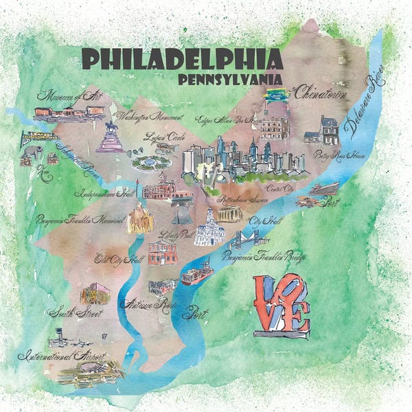 Markus & Martina Bleichner: Philadelphia, Pennsylvania Travel Poster by Markus & Martina Bleichner
