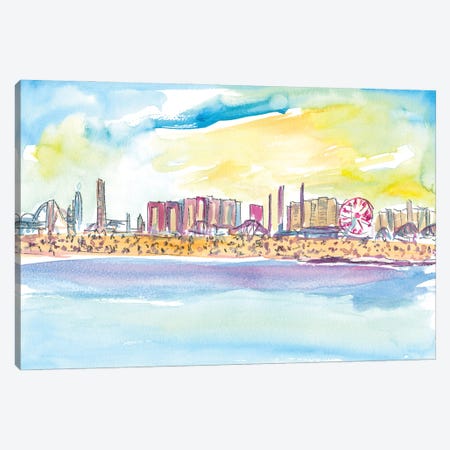 Fabulous Beach Day Scene In Coney Island New York Canvas Print #MMB310} by Markus & Martina Bleichner Canvas Print