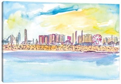 Fabulous Beach Day Scene In Coney Island New York Canvas Art Print - Brooklyn Art