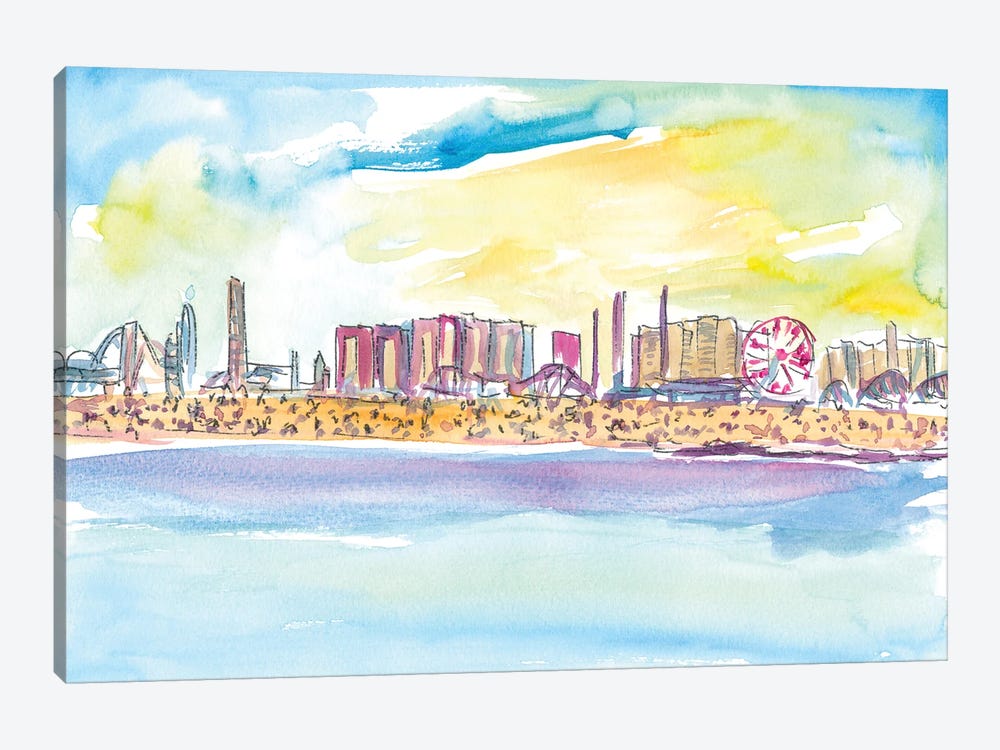 Fabulous Beach Day Scene In Coney Island New York by Markus & Martina Bleichner 1-piece Canvas Wall Art