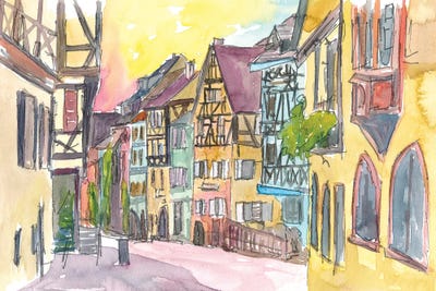 Pure Romantic In Historical Riquewihr France Old Town Street Scene by Markus & Martina Bleichner canvas print