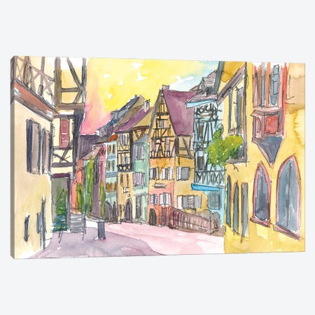Pure Romantic In Historical Riquewihr France Old Town Street Scene Canvas Print #MMB313} by Markus & Martina Bleichner Canvas Print
