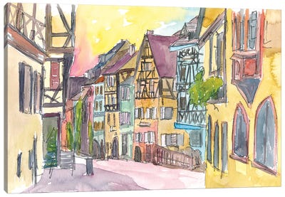 Pure Romantic In Historical Riquewihr France Old Town Street Scene Canvas Art Print - Travel Journal