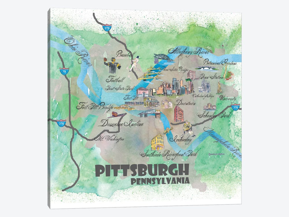 Pittsburgh, Pennsylvania Travel Poster by Markus & Martina Bleichner 1-piece Art Print