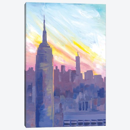 Empire State Building During Sunset With Manhattan Overlook Canvas Print #MMB320} by Markus & Martina Bleichner Canvas Wall Art