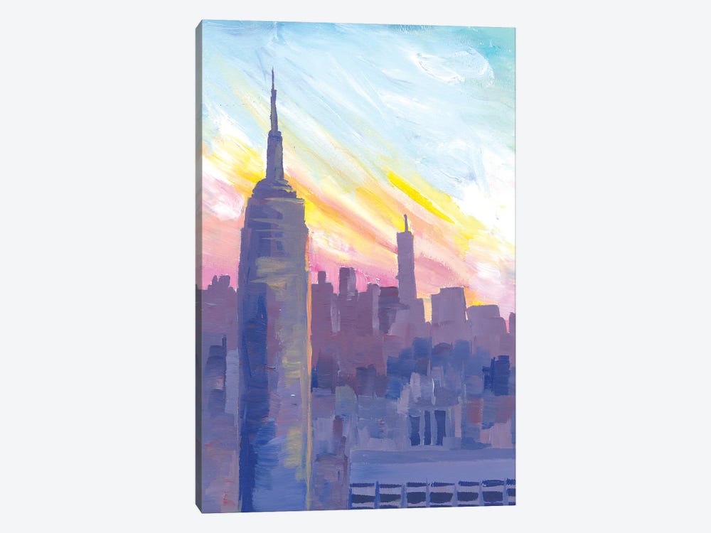 Empire State Building During Sunset With Manhattan Overlook by Markus & Martina Bleichner 1-piece Canvas Art Print