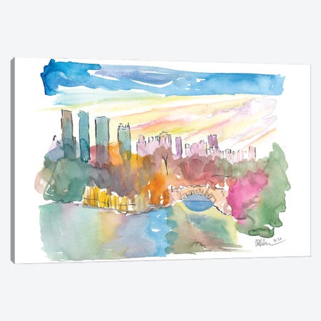 Central Park View With Manhattan Skyscrapers Canvas Print #MMB322} by Markus & Martina Bleichner Canvas Artwork