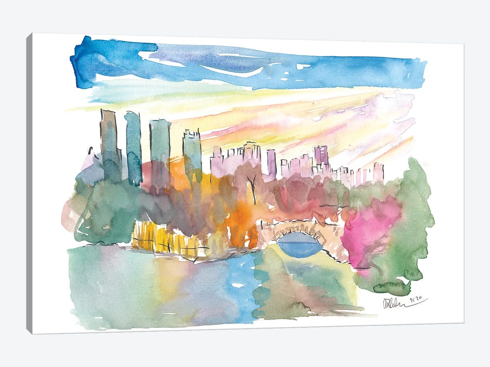 Central Park View With Manhattan Skyscrapers by Markus & Martina Bleichner 1-piece Canvas Art Print