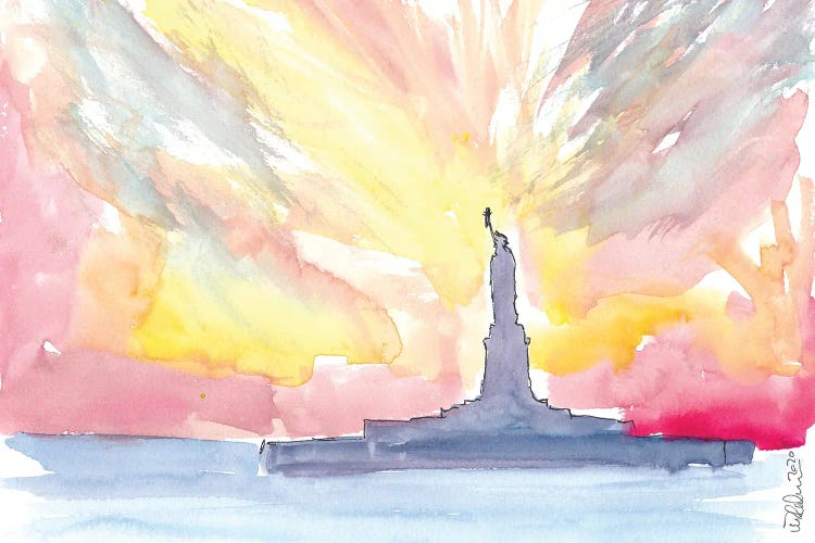 Statue Of Liberty At Sunset