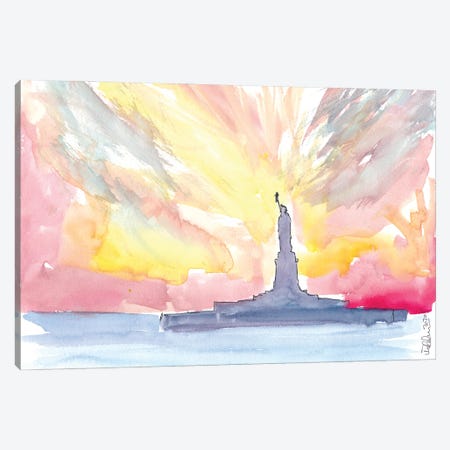Statue Of Liberty At Sunset Canvas Print #MMB324} by Markus & Martina Bleichner Canvas Print