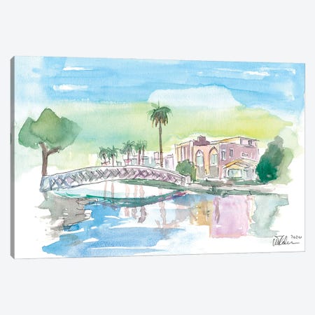 Venice Beach California Tropical Canal Scene Canvas Print #MMB328} by Markus & Martina Bleichner Canvas Wall Art