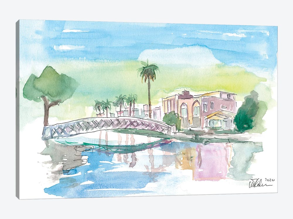 Venice Beach California Tropical Canal Scene by Markus & Martina Bleichner 1-piece Art Print