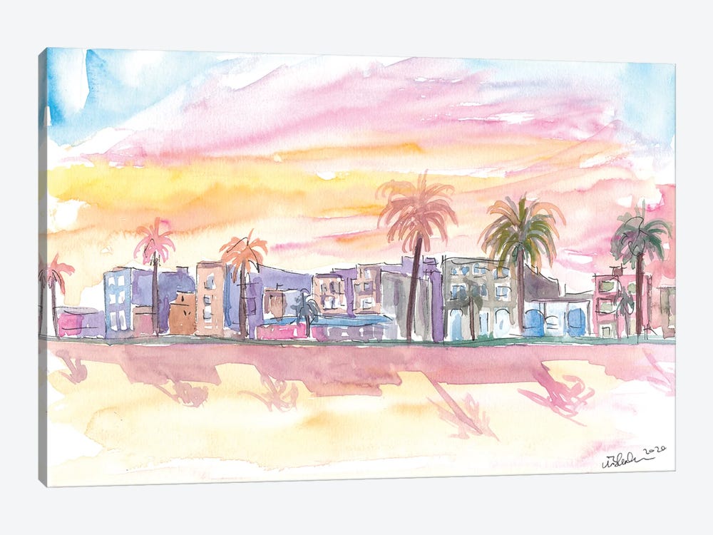 Venice Beach California Waterfront View At Sunset by Markus & Martina Bleichner 1-piece Canvas Art