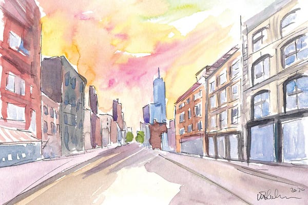 Manhattan Street Scene With Skyscraper