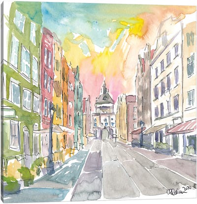 Long Street with Golden Gate in Gdansk Poland Canvas Art Print - Markus & Martina Bleichner