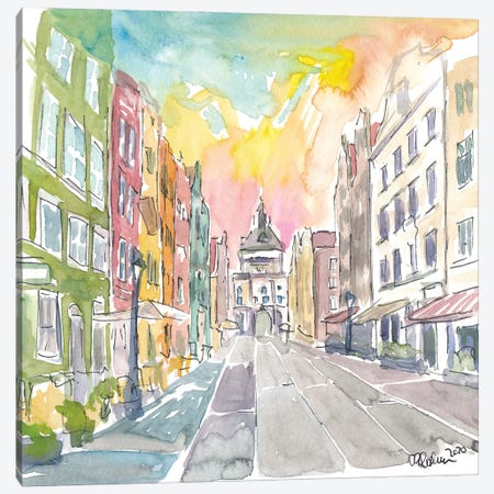 Long Street with Golden Gate in Gdansk Poland Canvas Print #MMB342} by Markus & Martina Bleichner Canvas Artwork