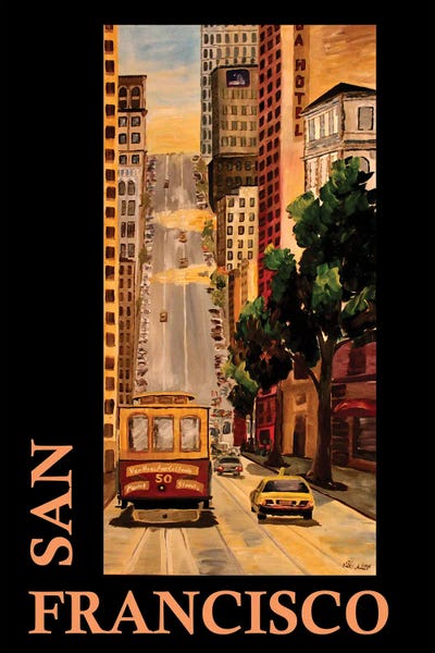 San Francisco California Classical Retro Poster by Markus & Martina Bleichner metal wall art