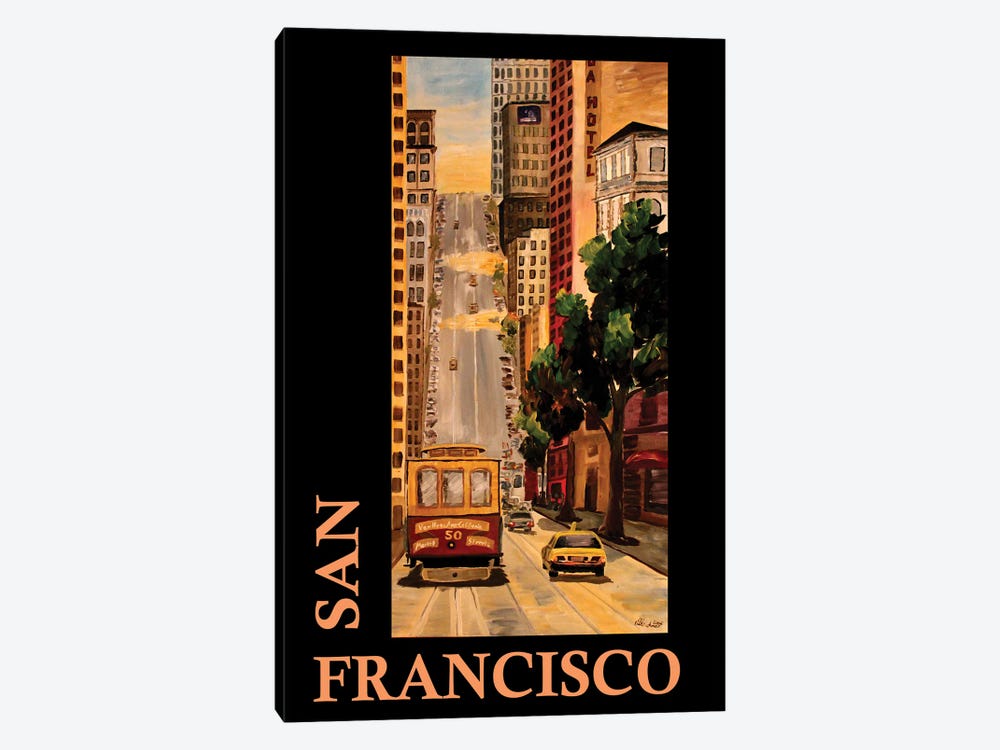 San Francisco California Classical Retro Poster by Markus & Martina Bleichner 1-piece Canvas Art