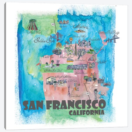 San Francisco, California Travel Poster Canvas Print #MMB34} by Markus & Martina Bleichner Canvas Print