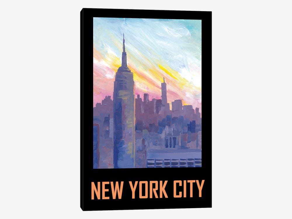 New York City USA Classical Retro Poster by Markus & Martina Bleichner 1-piece Canvas Artwork