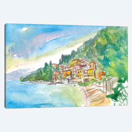 Romantic Varenna Lago Di Como Italian Lakeside Village With Mountain View Canvas Print #MMB353} by Markus & Martina Bleichner Canvas Print
