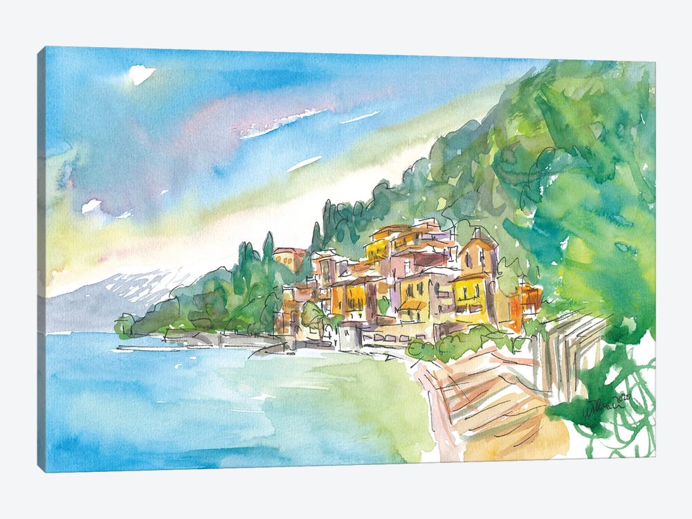 Romantic Varenna Lago Di Como Italian Lakeside Village With Mountain View by Markus & Martina Bleichner 1-piece Canvas Art Print
