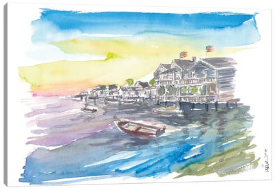 Nantucket Nautical Amazing Waterfront Scene Canvas Art Print