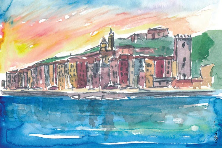 Porto Venere Mediterranean Sunset In Italy by Markus & Martina Bleichner wall art