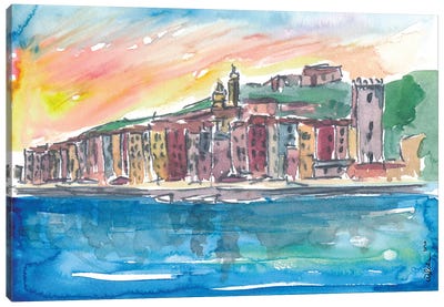 Porto Venere Mediterranean Sunset In Italy Canvas Art Print