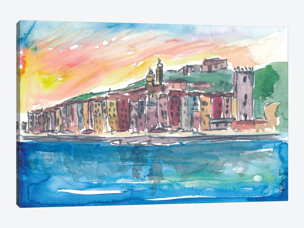 Porto Venere Mediterranean Sunset In Italy by Markus & Martina Bleichner 1-piece Canvas Print