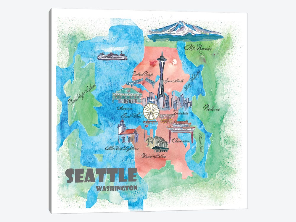 Seattle, Washington Travel Poster by Markus & Martina Bleichner 1-piece Art Print