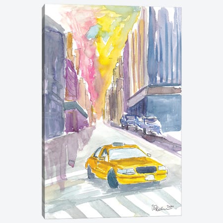 Classical Cab Street Scene In New York City Canvas Print #MMB360} by Markus & Martina Bleichner Canvas Art