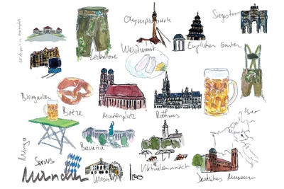 Munich Bavaria Travel Plans And Memos Souvenir by Markus & Martina Bleichner framed canvas print