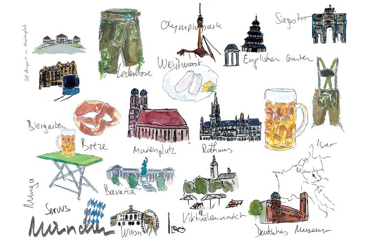 Munich Bavaria Travel Plans And Memos Souvenir by Markus & Martina Bleichner wall art