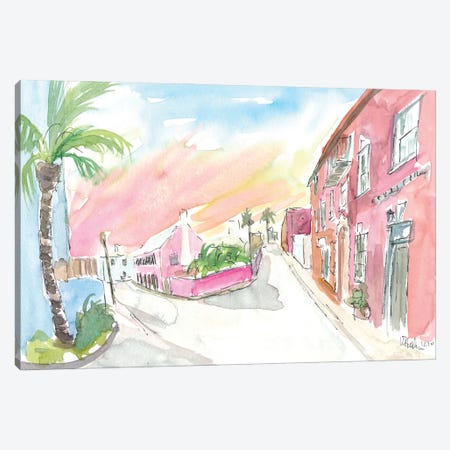 Sunny Bermuda Street Scene In St George'S Canvas Print #MMB364} by Markus & Martina Bleichner Art Print