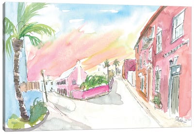 Sunny Bermuda Street Scene In St George'S Canvas Art Print - Markus & Martina Bleichner