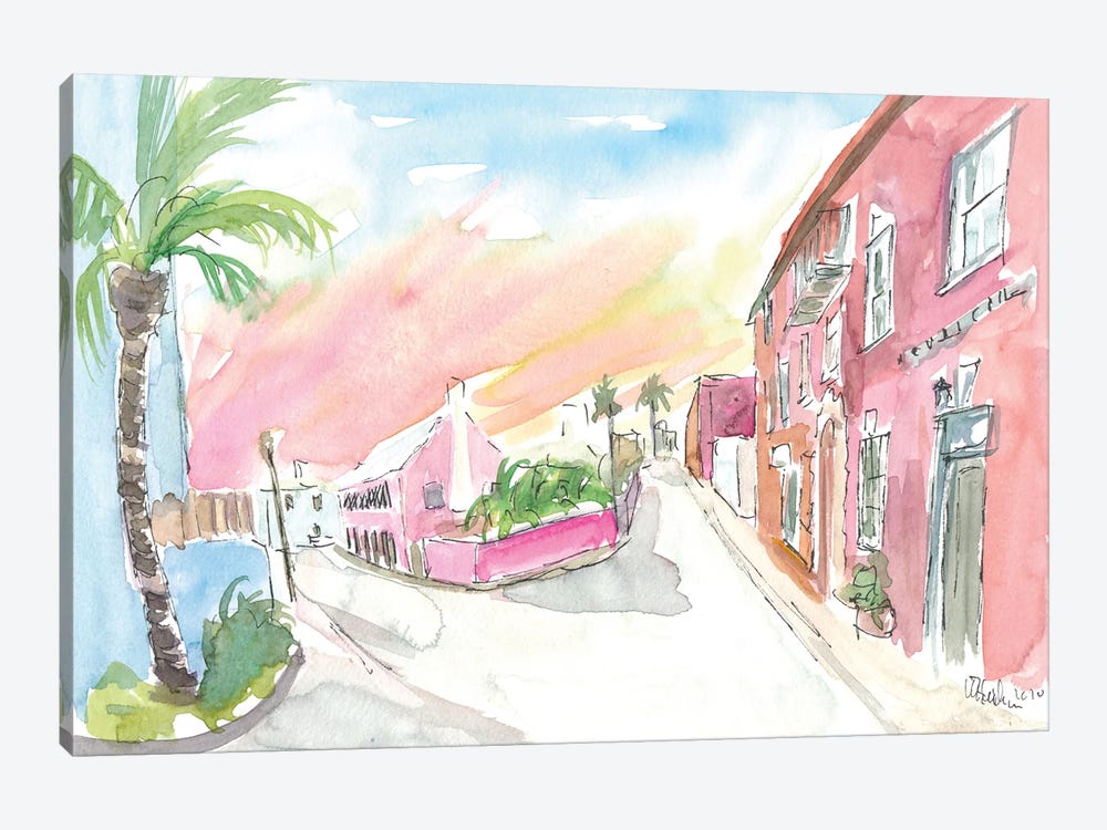 Sunny Bermuda Street Scene In St George'S by Markus & Martina Bleichner 1-piece Art Print