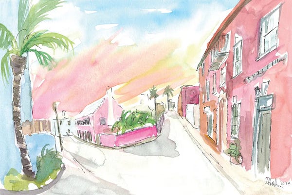 Markus & Martina Bleichner: Sunny Bermuda Street Scene In St George'S by Markus & Martina Bleichner