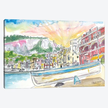 Marina Grande Boat And Port Scene On Capri Island Italy Canvas Print #MMB366} by Markus & Martina Bleichner Art Print