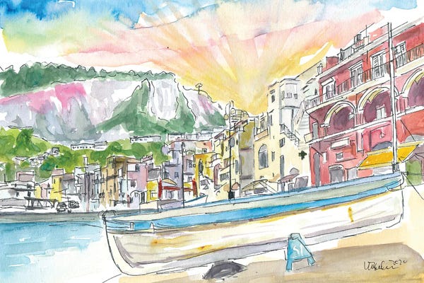 Capri: Marina Grande Boat And Port Scene On Capri Island Italy by Markus & Martina Bleichner